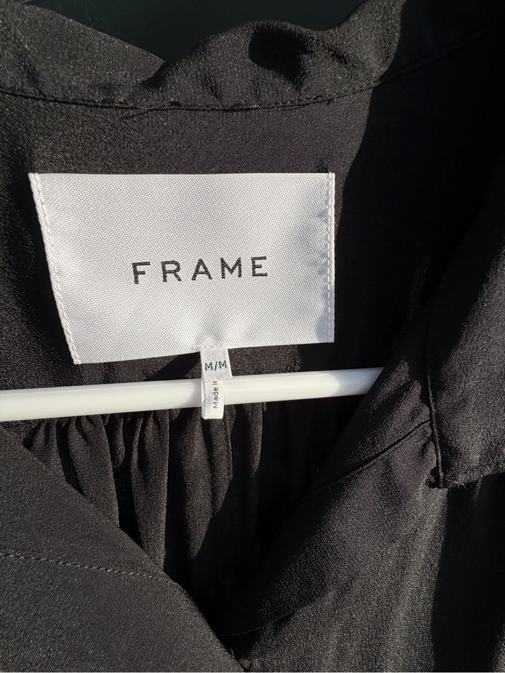 Frame Denim Black Puff-Sleeve Silk Blouse - Picture 6 of 9